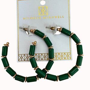 Michelle McDowell Cara Green Gold Hoop Earrings Beaded Design Lightweight